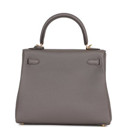Hermes Kelly 25 Retourne Etain Togo Gold Hardware