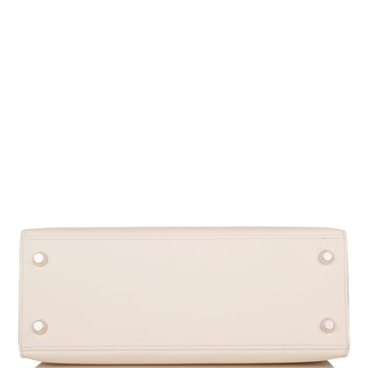 Hermes Kelly 25 Sellier Tri-Color Nata, Jaune Poussin and Sesame Epsom Palladium Hardware