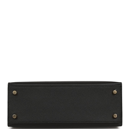 Hermes Kelly 25 Sellier Black Epsom Gold Hardware
