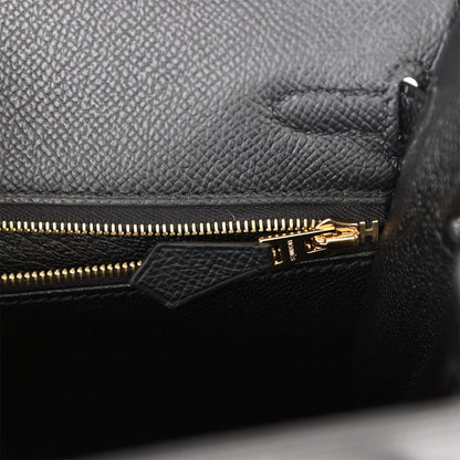 Hermes Kelly 25 Sellier Black Epsom Gold Hardware