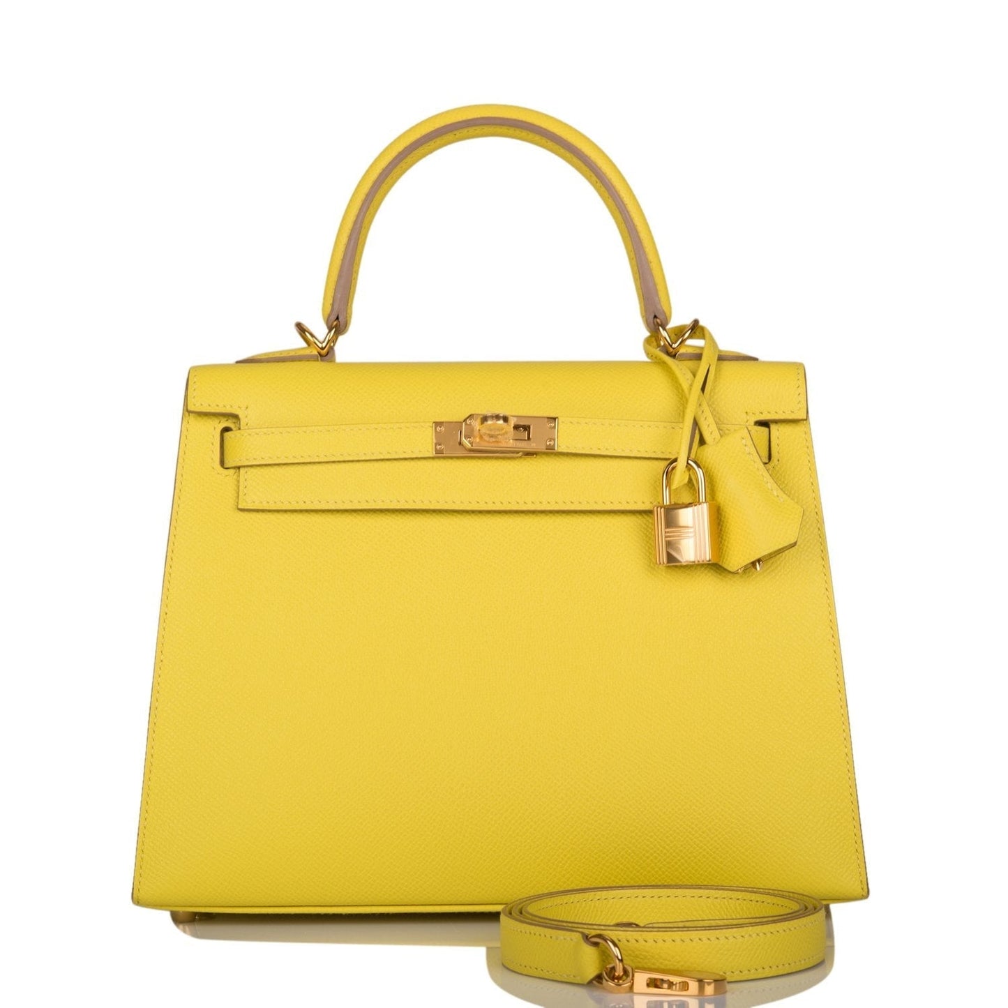Hermes Kelly 25 Sellier Lime Epsom Gold Hardware
