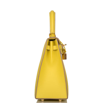 Hermes Kelly 25 Sellier Lime Epsom Gold Hardware