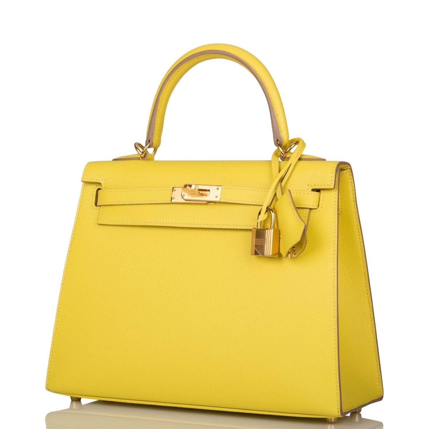 Hermes Kelly 25 Sellier Lime Epsom Gold Hardware