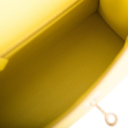 Hermes Kelly 25 Sellier Lime Epsom Gold Hardware