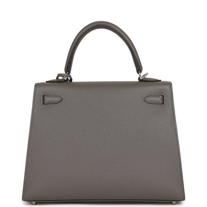 Hermes Kelly 25 Sellier Gris Meyer Epsom Palladium Hardware
