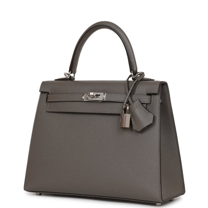 Hermes Kelly 25 Sellier Gris Meyer Epsom Palladium Hardware