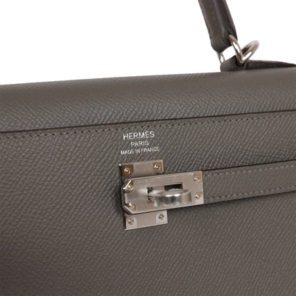 Hermes Kelly 25 Sellier Gris Meyer Epsom Palladium Hardware