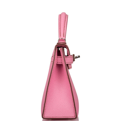 Hermes Kelly 20 Sellier Bubblegum Epsom Palladium Hardware