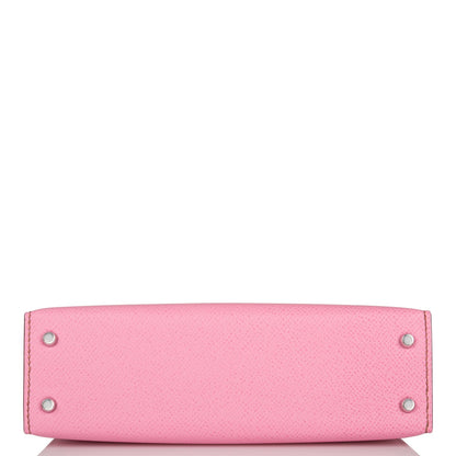 Hermes Kelly 20 Sellier Bubblegum Epsom Palladium Hardware