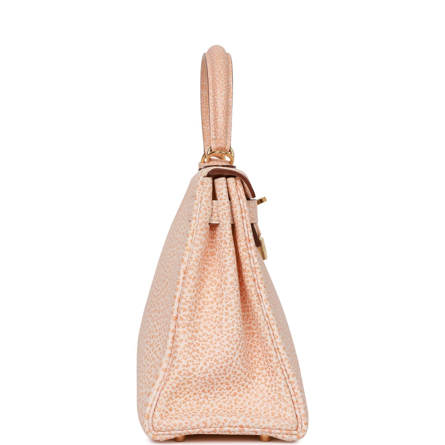 Hermes Kelly 28 Retourne Orange Dalmatian Buffalo Gold Hardware
