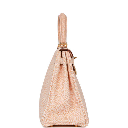 Hermes Kelly 28 Retourne Orange Dalmatian Buffalo Gold Hardware