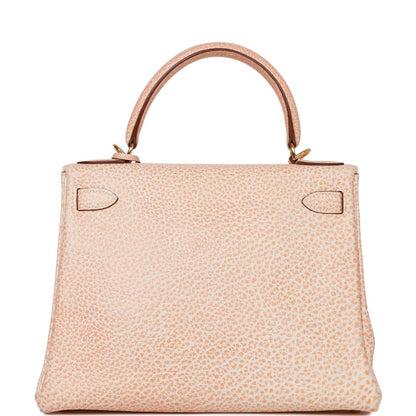 Hermes Kelly 28 Retourne Orange Dalmatian Buffalo Gold Hardware