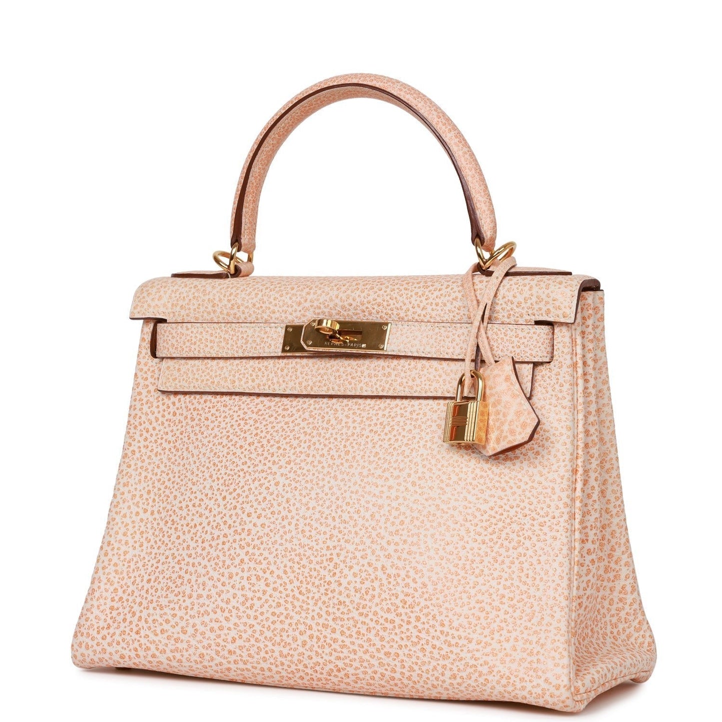 Hermes Kelly 28 Retourne Orange Dalmatian Buffalo Gold Hardware