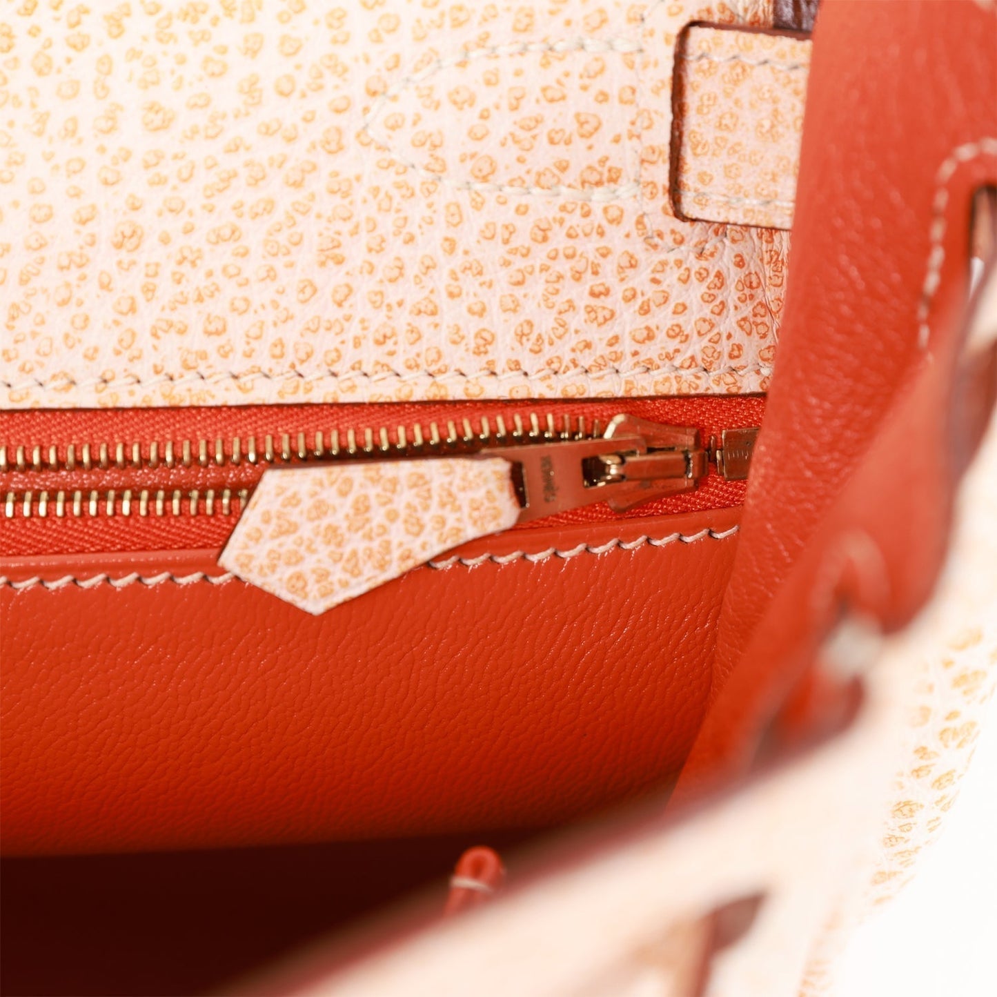 Hermes Kelly 28 Retourne Orange Dalmatian Buffalo Gold Hardware