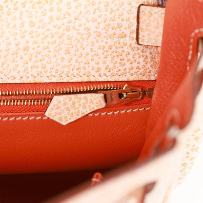 Hermes Kelly 28 Retourne Orange Dalmatian Buffalo Gold Hardware