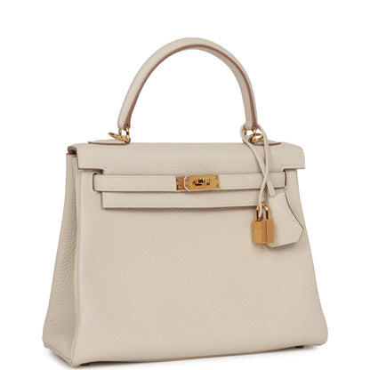Hermes Kelly 25 Retourne Craie Togo Gold Hardware