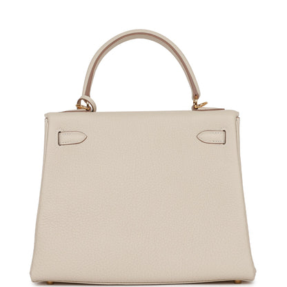 Hermes Kelly 25 Retourne Craie Togo Gold Hardware