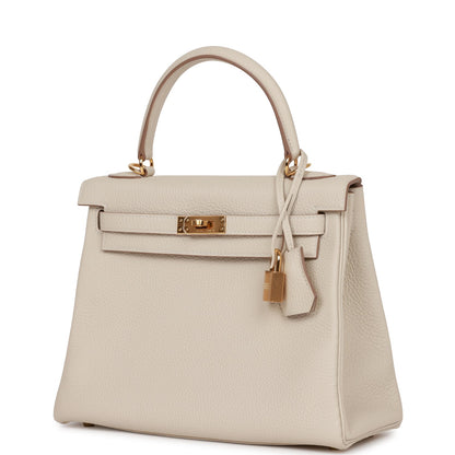 Hermes Kelly 25 Retourne Craie Togo Gold Hardware