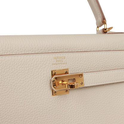 Hermes Kelly 25 Retourne Craie Togo Gold Hardware