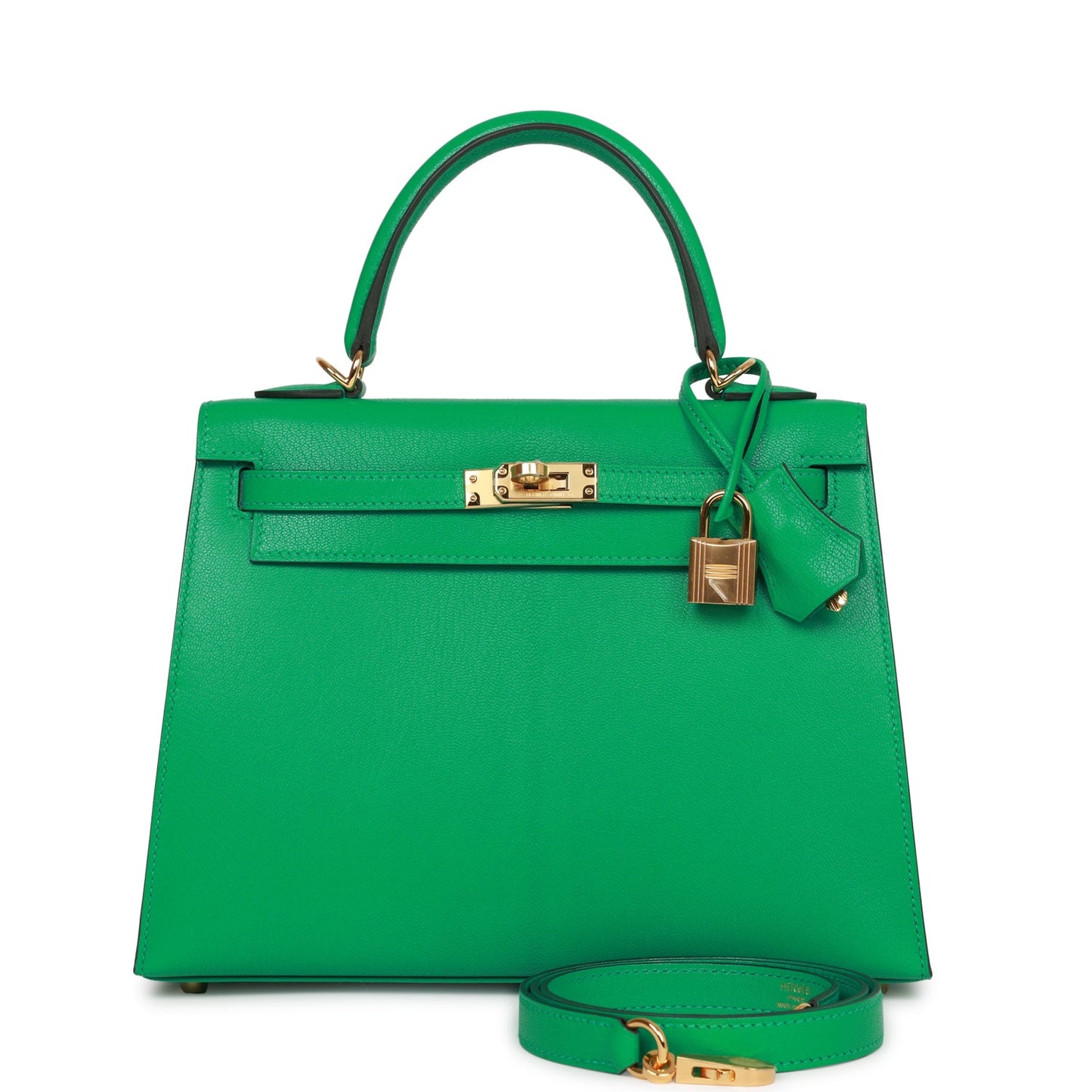 Hermes Kelly 25 Sellier Menthe Chevre Gold Hardware
