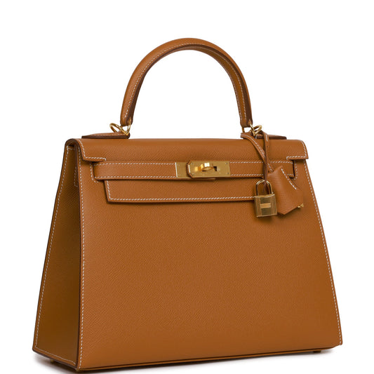 Hermes Kelly 28 Sellier Gold Epsom Gold Hardware