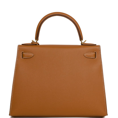 Hermes Kelly 28 Sellier Gold Epsom Gold Hardware