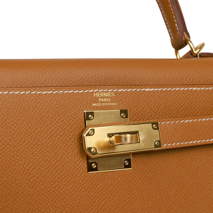 Hermes Kelly 28 Sellier Gold Epsom Gold Hardware