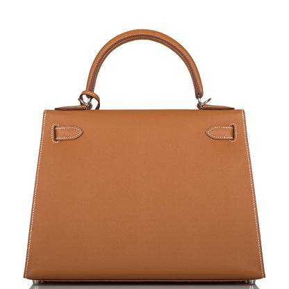 Hermes Kelly 28 Sellier Gold Epsom Palladium Hardware