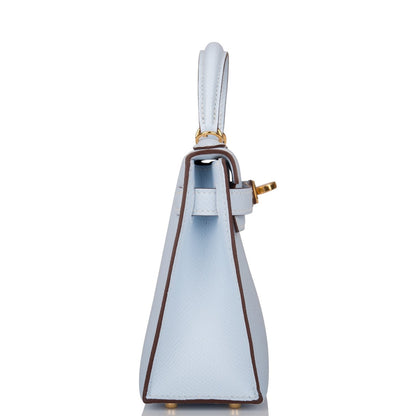 Hermes Kelly 20 Sellier Bleu Brume Epsom Gold Hardware