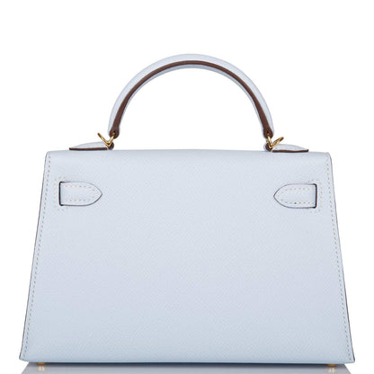 Hermes Kelly 20 Sellier Bleu Brume Epsom Gold Hardware