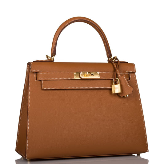 Hermes Kelly 28 Sellier Gold Epsom Gold Hardware