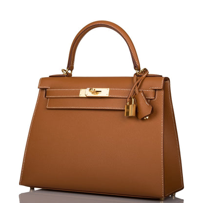 Hermes Kelly 28 Sellier Gold Epsom Gold Hardware