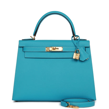 Hermes Kelly 28 Sellier Bleu du Nord Epsom Gold Hardware