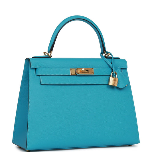 Hermes Kelly 28 Sellier Bleu du Nord Epsom Gold Hardware