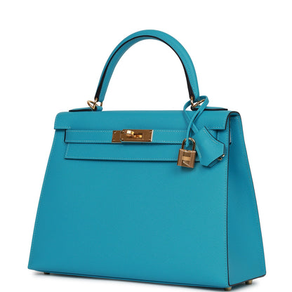 Hermes Kelly 28 Sellier Bleu du Nord Epsom Gold Hardware