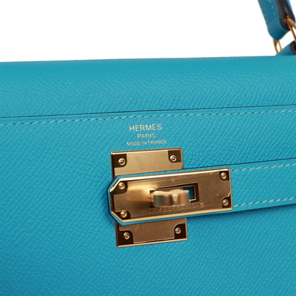 Hermes Kelly 28 Sellier Bleu du Nord Epsom Gold Hardware
