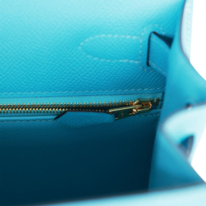 Hermes Kelly 28 Sellier Bleu du Nord Epsom Gold Hardware