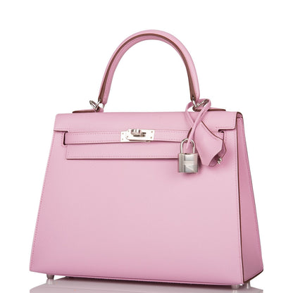 Hermes Kelly 25 Sellier Mauve Sylvestre Epsom Palladium Hardware