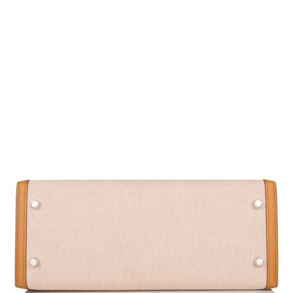 Hermes Kelly 28 Sellier Sesame Toile and Swift Palladium Hardware