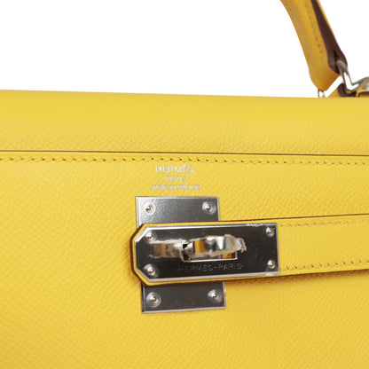 Hermes Kelly 28 Sellier Jaune de Naples Epsom Palladium Hardware