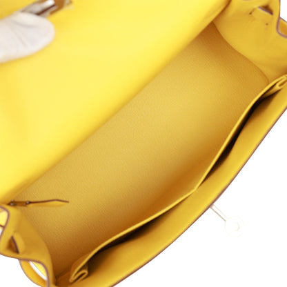 Hermes Kelly 28 Sellier Jaune de Naples Epsom Palladium Hardware