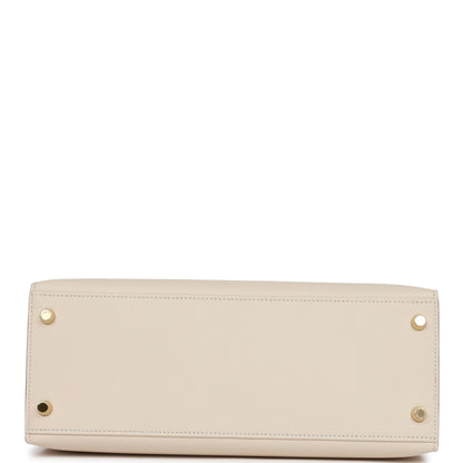 Hermes Kelly 28 Sellier Craie Epsom Gold Hardware