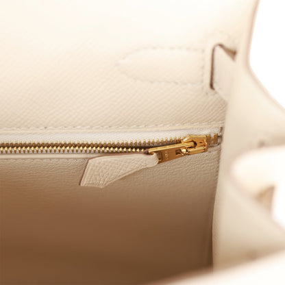 Hermes Kelly 28 Sellier Craie Epsom Gold Hardware