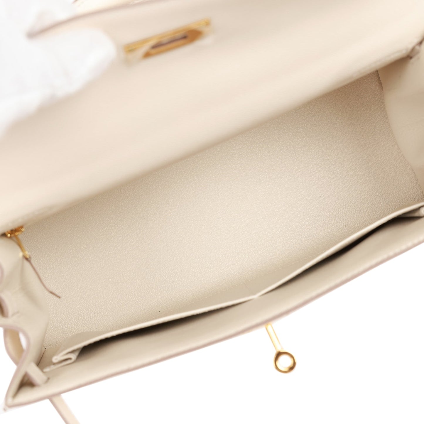 Hermes Kelly 28 Sellier Craie Epsom Gold Hardware
