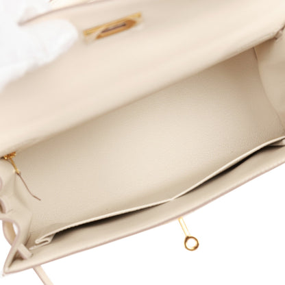 Hermes Kelly 28 Sellier Craie Epsom Gold Hardware