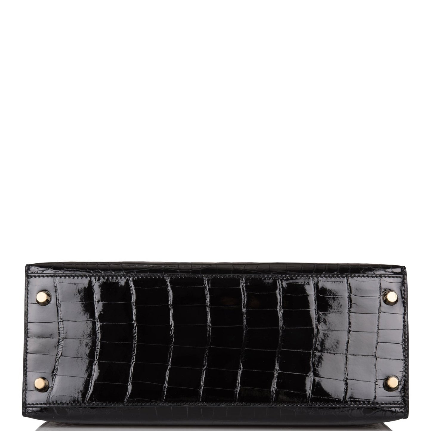 Hermes Kelly 28 Sellier Black Shiny Niloticus Crocodile Gold Hardware