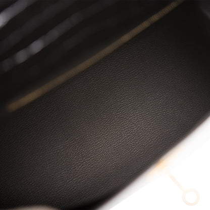 Hermes Kelly 28 Sellier Black Shiny Niloticus Crocodile Gold Hardware