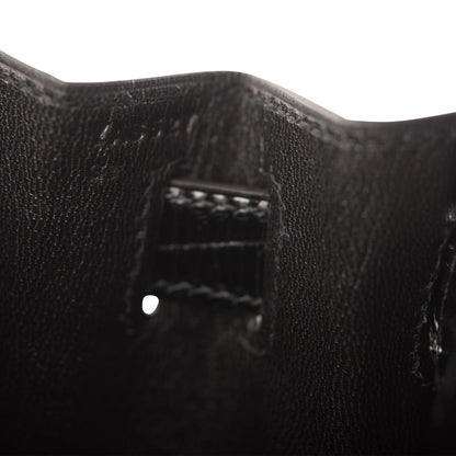 Hermes Kelly 28 Sellier Black Shiny Niloticus Crocodile Gold Hardware