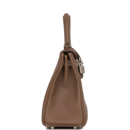 Hermes Kelly 25 Retourne Etoupe Togo Palladium Hardware