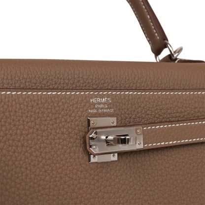 Hermes Kelly 25 Retourne Etoupe Togo Palladium Hardware